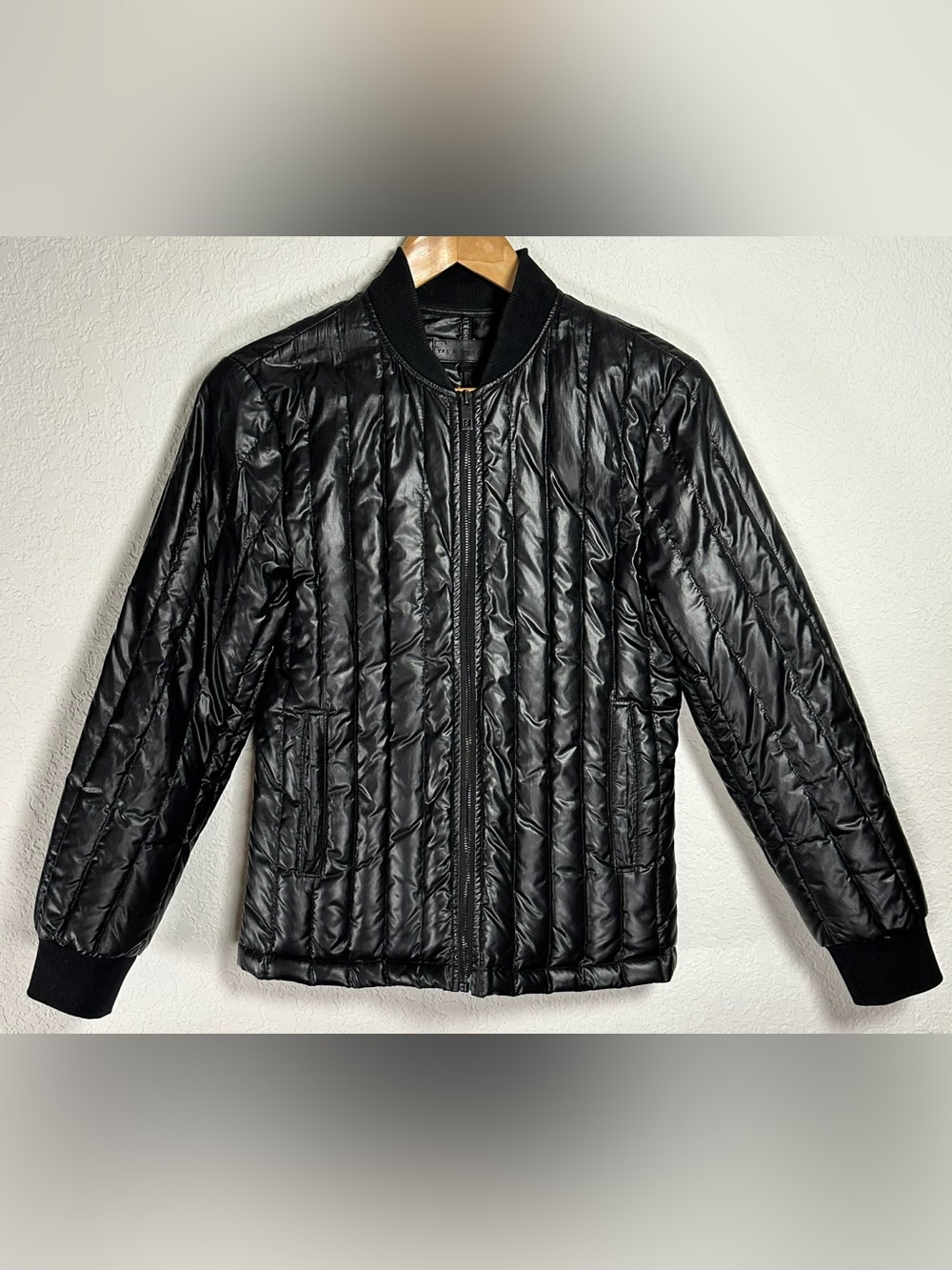 rag & bone Black Quilted Zip-Front Jacket